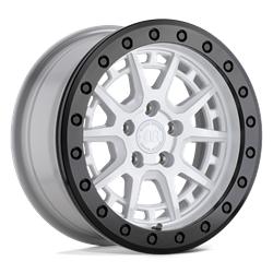 GRAVEL BEADLOCK GLOSS WHITE W/ BLACK RING & BOLTS