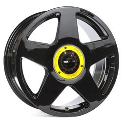 R14 Gloss black center lock yellow
